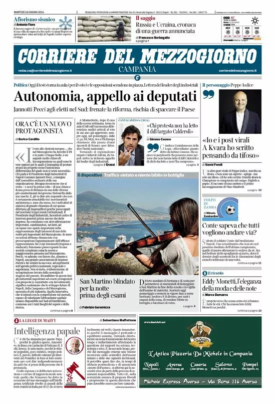 Prima-pagina-corriere del mezzogiorno-del-2024-06-18